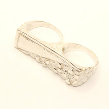 Load image into Gallery viewer, 925 Sterling Silver Rectangular Two Finger Nugget Ring 5/8 Inch Wide, Sizes 8-13