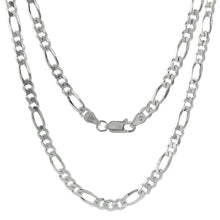 Load image into Gallery viewer, 925 Sterling Silver Beveled Edge Figaro Link Chain Necklace 4.5mm 7" to 30"