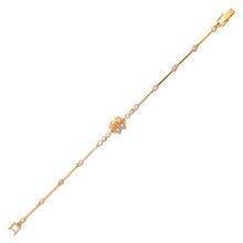Load image into Gallery viewer, 14K Tricolor Gold Fancy Butterfly D/C Bracelet 3mm Wide, 9mm Center H Clasp