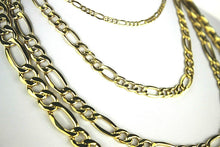 Load image into Gallery viewer, 14K Real Yellow Gold Figaro Hollow Chain Necklace Bracelet 2mm-7.5mm/7"-30"
