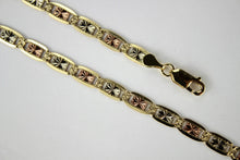 Load image into Gallery viewer, 14K Yellow White Rose Gold Tri Color Valentino Chain Necklace 5mm 18~26"