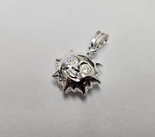 Load image into Gallery viewer, 925 Sterling Silver Hollow Sun with Face Pendant Italy 5/8 (16mm) Inch Tall