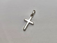 Load image into Gallery viewer, 925 Sterling Silver Flat Plain Polished Cross Pendant 1 1/16 Inch (27mm) Tall