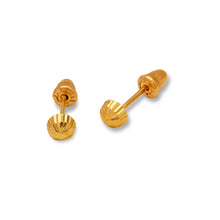 Load image into Gallery viewer, 14K Yellow or White Gold Diamond Cut Ball Stud Earrings 3mm Wide Screw Backing