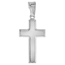 Load image into Gallery viewer, 925 Sterling Silver Large Plain Hollow Cross Pendant Italy 7/8 Inch (22mm) Tall