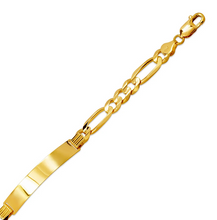 Load image into Gallery viewer, 14K Yellow Gold Figaro Concave ID Bracelet 7mm/8mm 8" 8.5" Engraving Available