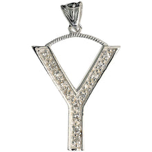 Load image into Gallery viewer, 925 Sterling Silver CZ Block Initial Letter Alphabet Pendant 1 5/8 Inch Wide
