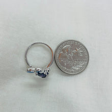 Load image into Gallery viewer, Sterling Silver Blue Synthetic Opal 3 Petal Flower Bypass Ring for Teardrop