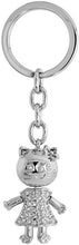 Load image into Gallery viewer, Jeweled Movable white Kitty Cat Key Chain Crystal Key Ring 3 3/4 inch long 33mm
