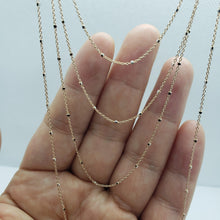 Load image into Gallery viewer, 14K Solid Rose Gold Rolo with Bead Chain Necklace 1mm Size 16-24"