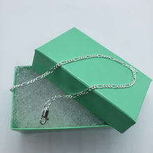 Load image into Gallery viewer, 925 Sterling Silver Figaro Chain Bracelet Beveled Edge from Italy 2.5mm 7"-10"