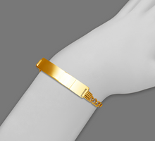 Load image into Gallery viewer, 14K White Pave Gold Figaro Concave ID Bracelet 7mm/5mm 7" 7.5" Engraving Avail