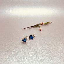 Load image into Gallery viewer, Sterling Silver Synthetic Opal Stud Heart Earrings