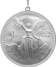 Load image into Gallery viewer, Sterling Silver 1 Onza Plata Libertad Bezel 36 mm Coins Prong Back Square Edge