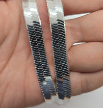 Load image into Gallery viewer, 925 Sterling Silver Thick Beveled Edges Herringbone Chain Necklace 9mm 7" to 30"
