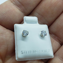 Load image into Gallery viewer, Tiny Sterling Silver Cubic Zirconia Stud Earrings Cartilage Nose Studs 2mm-4mm