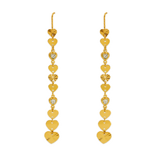 Load image into Gallery viewer, 14K Gold Dangle Threader Earrings Sparkling Accents Geometric Chain 9x74mm