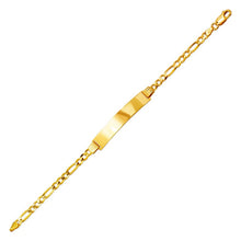 Load image into Gallery viewer, 14K Yellow Gold Figaro Concave ID Bracelet 7mm/4mm 7" 7.5" Engraving Available
