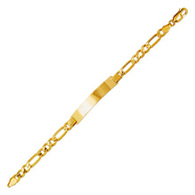Load image into Gallery viewer, 14K Yellow Gold Figaro Concave ID Bracelet 7mm/6mm Wide 8" Engraving Available