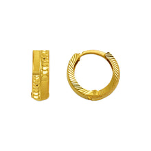 Load image into Gallery viewer, 14K Real Yellow Gold Diamond Cut Small Round Hinged Hoop 5mm Huggie Earrings