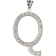 Load image into Gallery viewer, 925 Sterling Silver CZ Block Initial Letter Alphabet Pendant 1 5/8 Inch Wide