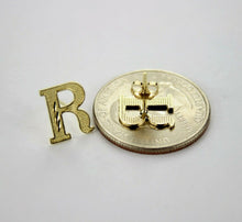 Load image into Gallery viewer, 10K solid Yellow Gold Diamond Cut Initial Alphabet Letter Stud Earrings A to Z