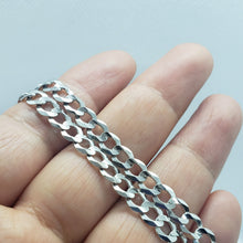 Load image into Gallery viewer, 14K White Gold Solid Cuban Curb Link Chain Necklace Bracelet 2mm~3mm 7"~30"