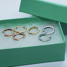 Load image into Gallery viewer, 14K Yellow White Rose Gold High Polished Huggie Hoop Earrings Octagonal 2mmx11mm