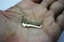 Load image into Gallery viewer, 10K Solid Yellow Gold PERSONALIZED Custom Name Pendant Charm with heart