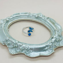 Load image into Gallery viewer, Sterling Silver Synthetic Opal Open Circling Butterfly Ring for Bypass Design