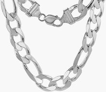 Load image into Gallery viewer, 925 Sterling Silver Heavy Thick Figaro Chain Bracelet Necklace Man 15mm 8"- 30"