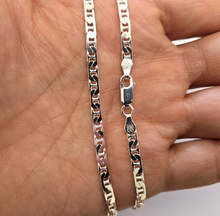 Load image into Gallery viewer, 925 Sterling Silver Flat Mariner Anchor Chain Anklet 3.7mm, Fits 9.5" Ankles