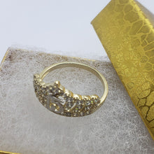 Load image into Gallery viewer, 14K Solid Yellow Gold CZ Crown Sweet 15 Ring Quinceanera Anos Birthday Band Girl