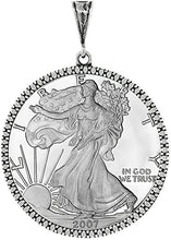 Load image into Gallery viewer, Sterling Silver Silver Eagle Bezel 41 mm Coins Prong Back Illusion Edge 1oz Coin