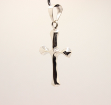 Load image into Gallery viewer, 925 Sterling Silver Skinny Beveled Edge Rhombus Shape Cross Pendant 38mm