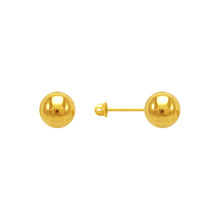 Load image into Gallery viewer, 14K Real Yellow White Gold Polished Round Ball Stud Earrings Screw Backing 2m~8m
