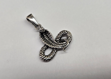 Load image into Gallery viewer, 925 Sterling Silver Cobra Snake Pendant Oxidized Finish 7/8 (22mm) Inch Tall