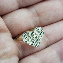 Load image into Gallery viewer, 10K Yellow Solid Gold Flat Heart Nugget Ring Small Medium Large Ring Size 3-11