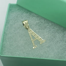 Load image into Gallery viewer, 10K Solid Yellow Gold Diamond Cut Small Initial Alphabet Letter Pendant Charm