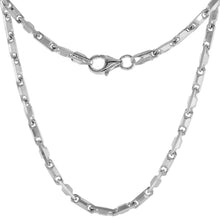 Load image into Gallery viewer, 925 Sterling Silver Beveled Edges Italian Baht Chain Necklace 2.5mm 7" to 30"