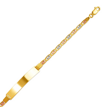 Load image into Gallery viewer, 14K Tricolor Gold Valentino ID Bracelet 6.5mm/3mm 7" 7.5" Engraving Available