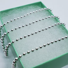 Load image into Gallery viewer, 925 Sterling Silver Plain Pallini Bead Ball Chain Bracelet Necklace 3mm 7"~30"