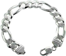 Load image into Gallery viewer, 925 Sterling Silver Heavy Thick Figaro Chain Bracelet Necklace 13mm 8" - 30"