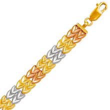 Load image into Gallery viewer, 14K Tri Color Gold Faceted Diamond Cut Bracelet 7mm 7" Chain Brazalete tricolor