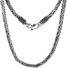 Load image into Gallery viewer, 4mm Sterling Silver Square BYZANTINE Chain Necklace Bracelet Antiqued Finish