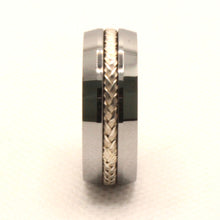 Load image into Gallery viewer, Tungsten Carbide Sterling Silver Rope Inlay Beveled Edges Wedding Band Ring 8mm