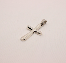 Load image into Gallery viewer, 925 Sterling Beveled Edge Semi-Cylinder Cross Pendant
