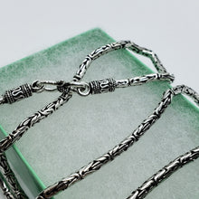 Load image into Gallery viewer, 2.5mm Sterling Silver Round BYZANTINE Chain Necklace Bracelet Antiqued Finish