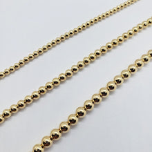 Load image into Gallery viewer, 14K Yellow Gold Hollow 3mm 4mm 5mm Bead Chain Bracelet 6.75" 7" with Extension