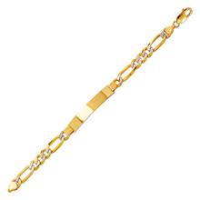 Load image into Gallery viewer, 14K White Pave Gold Figaro ID Bracelet 7mm/8mm 8" 8.5" long Engraving Available